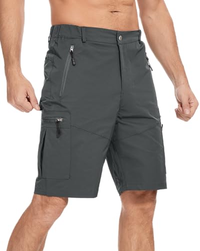 LVCBL Herren Outdoor Cargo Shorts Leichte Sommer Casual Sport Kurze Hosen Elastische Taille Dunkelgrau L von LVCBL