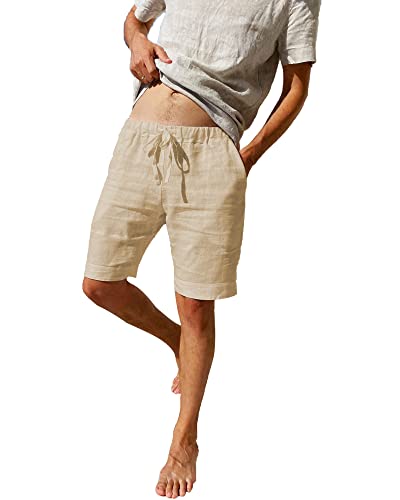 LVCBL Herren Sommer Einfarbig Freizeit Shorts Loose Fit Strand Shorts Khaki XL von LVCBL