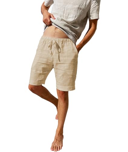 LVCBL Herren Sommer Einfarbig Freizeit Shorts Loose Fit Strand Shorts Khaki XL von LVCBL