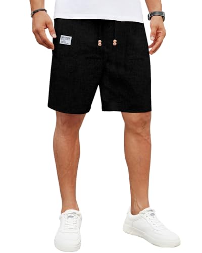 LVCBL Herren Sommer Einfarbig Freizeit Shorts Loose Fit Strand Shorts Schwarz XL von LVCBL