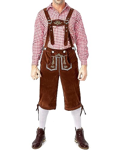 LVCBL Herren Trachten Lederhose kurz Modell Sepp in schwarz, Hellbraun 2XL von LVCBL