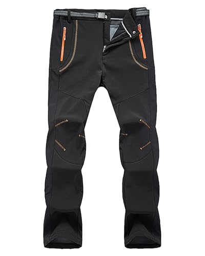 LVCBL Herren Wanderhose Gefüttert Winterhose Outdoorhose Winddicht Warm Softshellhose Schwarz M von LVCBL