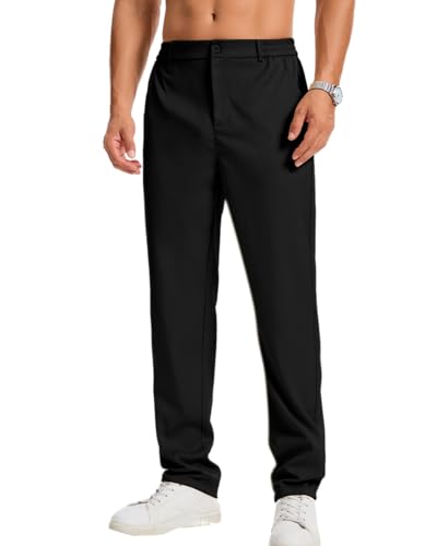 LVCBL Hose Herren Straight Fit Business Hose Chino Herrenhose Stretch Stoffhose Schwarz XL von LVCBL