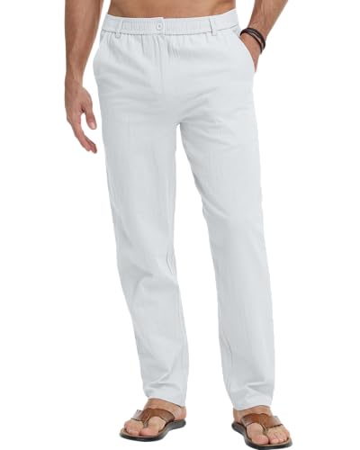 LVCBL Sommerhose Herren Leicht Leinenhose Klassische Passform Hose Weiß XL LVCBL Sommerhose Herren Leicht Leinenhose Klassische Passform Hose Weiß XL von LVCBL