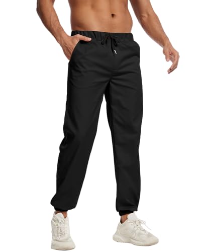 LVCBL Lässige Joggerhose für Herren Elastische Taillen-Chinohose Stilvolle leichte Jogger mit Taschen Schwarz 2XL von LVCBL