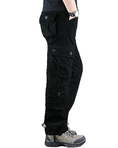 LVCBL Leichte Taktische Hose für Herren, Ripstop, Militär-Cargohose, wasserabweisend, Outdoor, Wandern, Arbeitshose Schwarz 40 von LVCBL