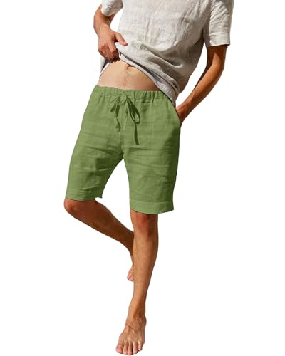 LVCBL Leinenshorts Herrenshorts mit Taschen Bermudahose Freizeitkleidung Armee L von LVCBL