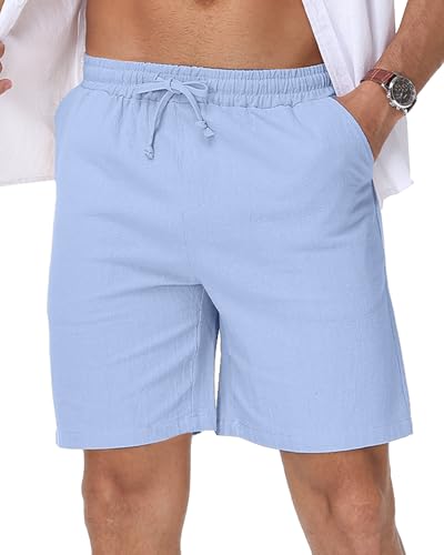 LVCBL Men's Shorts Casual Drawstring Summer with Elastic Waist Hellblau L von LVCBL