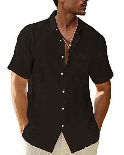 LVCBL Plus Size Herren-Freizeithemd mit Taschen Normal Gehörtes Revershemd Dunkelgrau 3XL von LVCBL