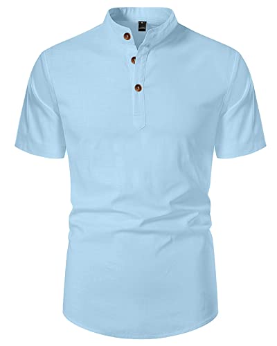LVCBL Stehkragenhemd Herren Freizeithemden für Herren Zu Hause Blau XL von LVCBL