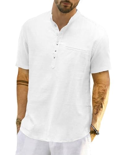 LVCBL Plus Size Kurzarm-Shirt Herren Freizeithemd Freizeithemd Zu Hause Weiß 3XL LVCBL Plus Size Kurzarm-Shirt Herren Freizeithemd Freizeithemd Zu Hause Weiß 3XL von LVCBL