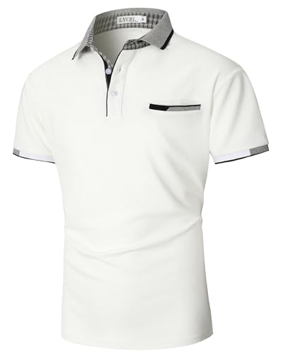 LVCBL Poloshirt Herren Kurzarm Polohemd Atmungsaktiv Sommer Poloshirts Männer Weiß 3XL von LVCBL