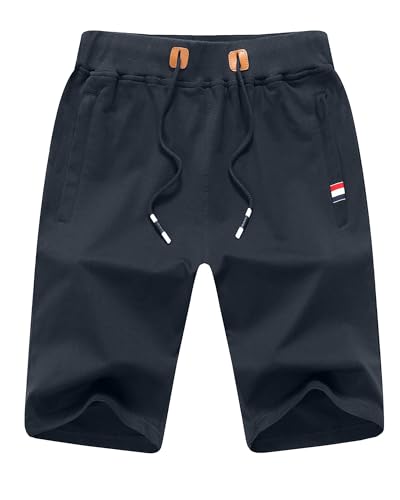 LVCBL Shorts Herren Sport Shorts Herren Kurze Hose mit Reißverschlusstasch Navy M von LVCBL