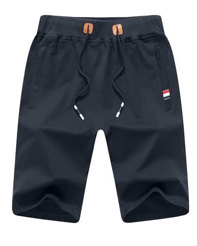 LVCBL Sporthosen Für Herren Shorts Sommer Kurze Hose Herren Laufhose mit Reißverschlusstasch Navy XL von LVCBL