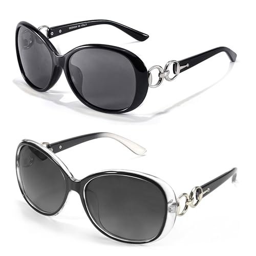 LVIOE 2P Sonnenbrille Damen Übergröße Stilvoller UV-Schutz mit polarisierten Gläsern für Außenaktivitäten von LVIOE
