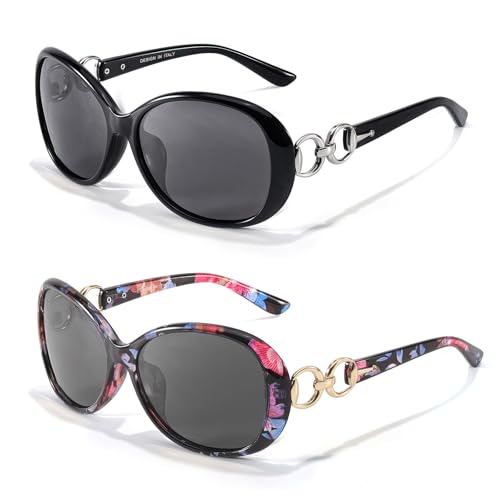 LVIOE 2P Sonnenbrille Damen Übergröße Stilvoller UV-Schutz mit polarisierten Gläsern für Außenaktivitäten von LVIOE