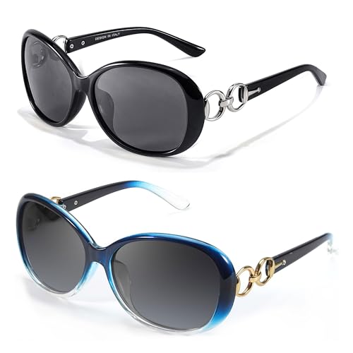 LVIOE 2P Sonnenbrille Damen Übergröße Stilvoller UV-Schutz mit polarisierten Gläsern für Außenaktivitäten von LVIOE