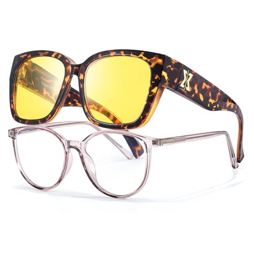 LVIOE Nachtfahrbrille Damen Polarisierte TAC-Linse, Blendfreier Scheinwerfer für Sicheres Fahren bei Nebel und Nacht, Polarisiert für Verbesserte Sichtbarkeit von LVIOE