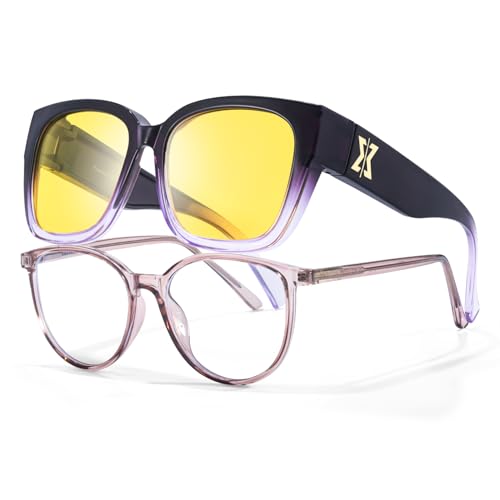 LVIOE Nachtfahrbrille Damen Polarisierte TAC-Linse, Blendfreier Scheinwerfer für Sicheres Fahren bei Nebel und Nacht, Polarisiert für Verbesserte Sichtbarkeit von LVIOE