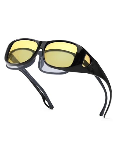 LVIOE Nachtfahrbrille Polarisiert Leichter Rechteckiger Rahmen, Reduziert Scheinwerferblendung für Nachtsicht von LVIOE