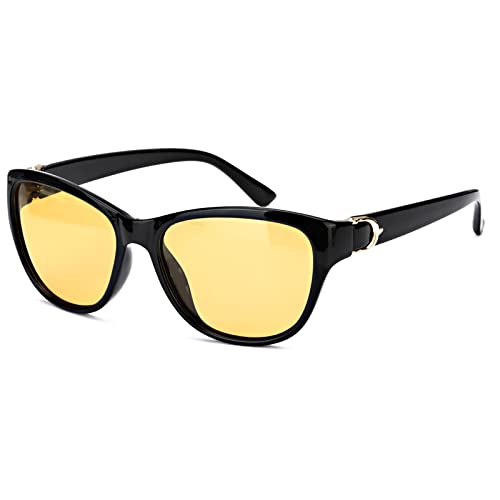 LVIOE Nachtsichtbrille Damen mit polarisierten gelben Gläsern Anti Glare Nachtsichtbrille für Regen/Nebel/Bewölkt UV-Schutz von LVIOE