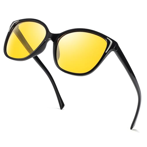 LVIOE Polarisiert Nachtfahrbrille Leichter Rechteckiger Rahmen, Reduziert Scheinwerferblendung für Nachtsicht von LVIOE