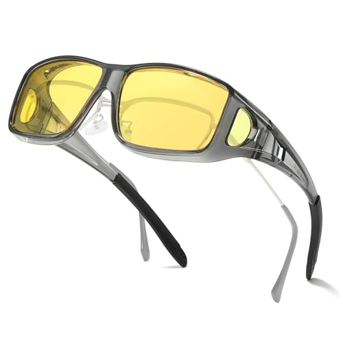 LVIOE Polarisiert Nachtfahrbrille Leichter Rechteckiger Rahmen, Reduziert Scheinwerferblendung für Nachtsicht von LVIOE