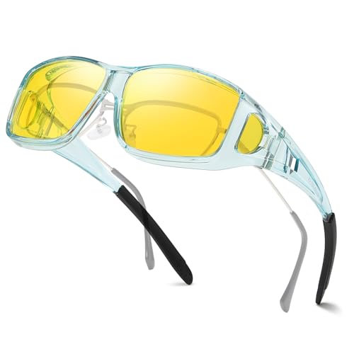 LVIOE Polarisiert Nachtfahrbrille Leichter Rechteckiger Rahmen, Reduziert Scheinwerferblendung für Nachtsicht von LVIOE