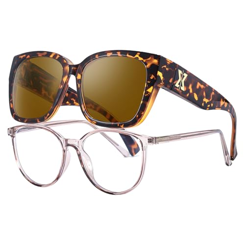 LVIOE Überzieh Sonnenbrille Damen Polarisierte Mode Überbrille Sonnenbrille für Brillen UV400 Schutz von LVIOE