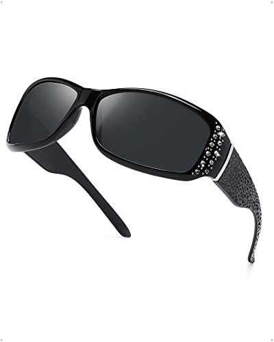 LVIOE Sonnebrille Damen Polarisierte Groß Sonnenbrille mit UV400 Schutz Kategorie.3 von LVIOE