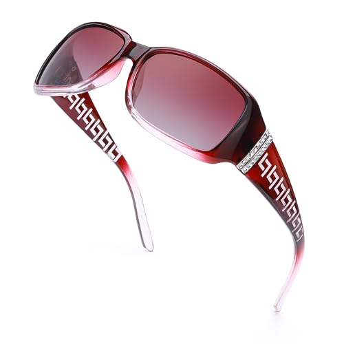 LVIOE Sonnenbrille Damen Groß Polarisiert Schwarz, 80er Klassisch Vintage Sonnenbrille für Frauen mit UV-Schutz von LVIOE