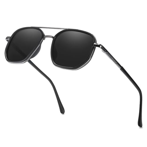 LVIOE Sonnenbrille Damen Polarisierte Gläser Doppelsteg Metallrahmen Stilvoll und leicht UV400-Schutz von LVIOE