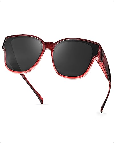 Polarisierte Überzieh Sonnenbrille Damen Herren Überbrille Sonnenbrille für brillenträger Ultra Leicht Fit-Over Brille mit UV-Schutz von LVIOE