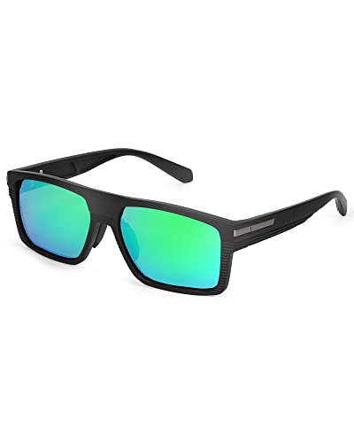 LVIOE Herren Polarisierte Sonnenbrille mit Rechteckig Rahmen Fahrrad Sonnenbrille UV400 CAT 3 CE von LVIOE