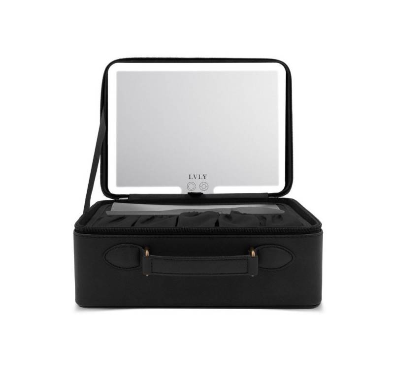 LVLY Schmink-Koffer mit LED-Spiegel ca. 26 x 20 x 11 cm, inkl. Bürste & USB - C - Kabel, Schminktasche, Schminkkoffer, Organazier, Kosmetiktasche von LVLY