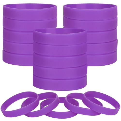 LVNRIDS 100 Stück Silikon Armbänder, Sport Party Gummi Elastic Armband gummiarmbänder für Teenager Erwachsener Lila von LVNRIDS