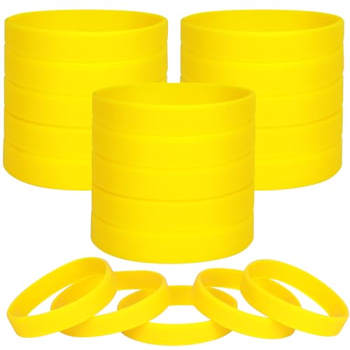 LVNRIDS 100 Stück Silikon Armbänder, Sport Party Gummi Elastic Armband gummiarmbänder Kinder Gelb von LVNRIDS