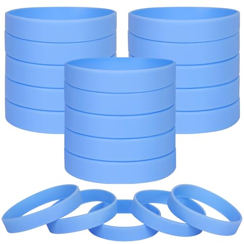LVNRIDS 100 Stück Silikon Armbänder, Sport Party Gummi Elastic Armband gummiarmbänder kinder Hellblau von LVNRIDS