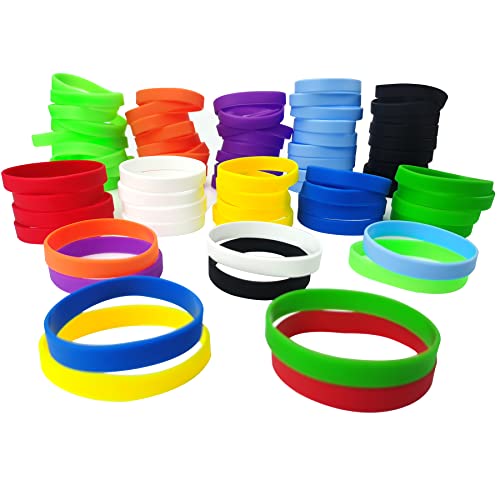LVNRIDS 100 Stück Silikon Armbänder, Sport Party Gummi Elastic Armband gummiarmbänder kinder Multicolor von LVNRIDS