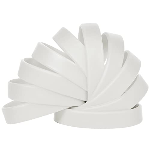 LVNRIDS 100 Stück Silikon Armbänder Gummi Armband freundschaftsarmband Kinder Jugend, 7 Zoll Länge Großhandel Sport Gummi elastische Armbänder Bulk Geschenke für Lehrer liefert Party Dekorationen Weiß von LVNRIDS