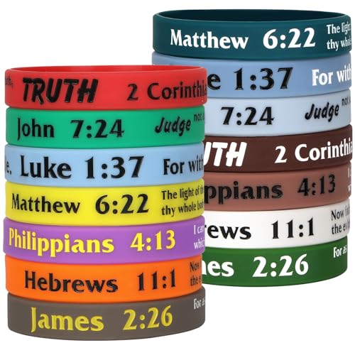 LVNRIDS 14 Stück Inspirierende Bibelvers Silikon Armbänder Religiöse Silikonarmbänder Gummi Elastic Armband für Männer Frauen Teens Christliche Geschenke für Kirche Schule Ostern LVNRIDS 14 Stück Inspirierende Bibelvers Silikon Armbänder Religiöse Silikonarmbänder Gummi Elastic Armband für Männer Frauen Teens Christliche Geschenke für Kirche Schule Ostern von LVNRIDS