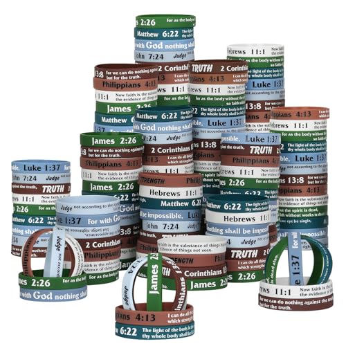 LVNRIDS 140 Stück Inspirierende Bibelvers Silikon Armbänder Religiöse Silikonarmbänder Gummi Elastic Armband für Männer Frauen Teens Christliche Geschenke für Kirche Schule Ostern(Dunkle Farbe) von LVNRIDS