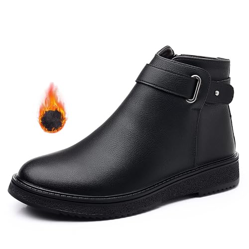 LVOMU Chelsea-Stiefeletten für Herren, Leder, mit seitlichem Reißverschluss, modisch, bequem, rutschfest, flach, für Herbst und Winter, lässiges Kleid, Samt schwarz, 43 EU von LVOMU
