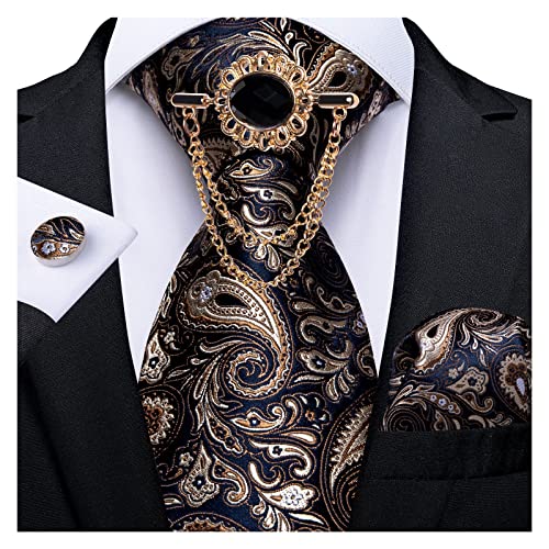 LVSELINGI Neue Design Mode Herren Krawatte Brosche Set Paisley Seide Krawatte Einstecktuch Manschettenknöpfe Set Hochzeit Krawatte Cheerfully(7249XZ-0009) von LVSELINGI