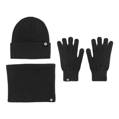 Damen Mütze, Schal und Handschuhe Set Winter | Stricken Sie einen warmen Beanie-Mützen-Schal,Thermo-Strickmütze, weiche warme Handschuhe, Schal zum Skifahren, Wandern, Rodeln, Camping, Reisen, Lvtfco von LVTFCO