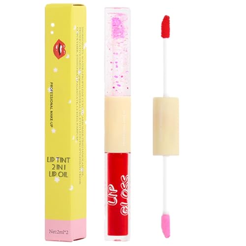 Flüssiger Lippenstift mit klarem Lipgloss - Wasserfester Lippenstift für Frauen | Nicht klebender Spiegeleffekt-Lippenstift für Frauen, Doppelkopf-Lipgloss, feuchtigkeitsspendendes Lipgloss-Öl, Lvtfco von LVTFCO