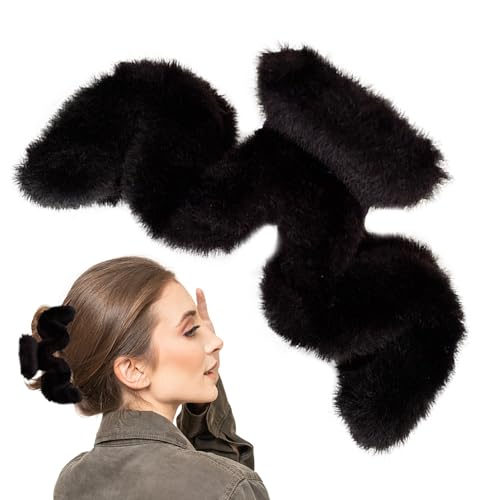 Fuzzy Claw Clip | Plüsch-Haarspangen in gewellter Form - Haarschmuck, große Krallenklammern für dünnes/mitteldickes Haar, große Haarklammern für Frauen und Mädchen für den Alltag Lvtfco von LVTFCO