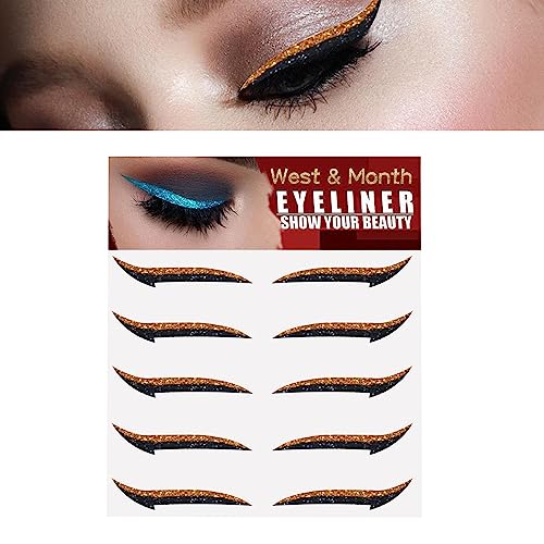 Glitzer-Eyeliner-Streifen zum Aufkleben - 5 Paar glitzernde, selbstklebende Eyeliner-Schablonen - Eyeliner-Werkzeug, Make-up-Aufkleber, glitzernder, langlebiger Aufkleber-Eyeliner für Frauen Lvtfco von LVTFCO