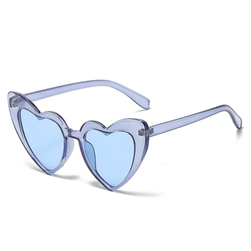 Herzförmige Sonnenbrille für Damen, Katzenaugen-Sonnenbrille, Luxus, Retro, Liebe, Schwarz, Rot, Brillen für Herren, Übergröße, Klar, Blau, Einheitsgröße von LVTFCO