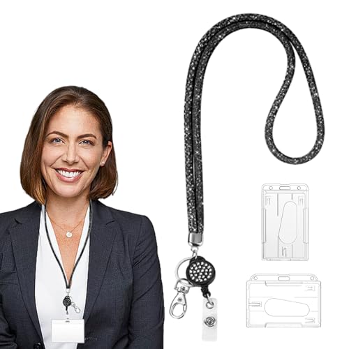 LVTFCO Ausziehbarer Schlüsselband-Ausweishalter, ausziehbarer Ausweishalter-Clip - Ausweishalter Schlüsselanhänger mit Clip-Abzeichenrollen,Vertikaler Lanyard-Halter mit Zugschnur, durchsichtiger von LVTFCO